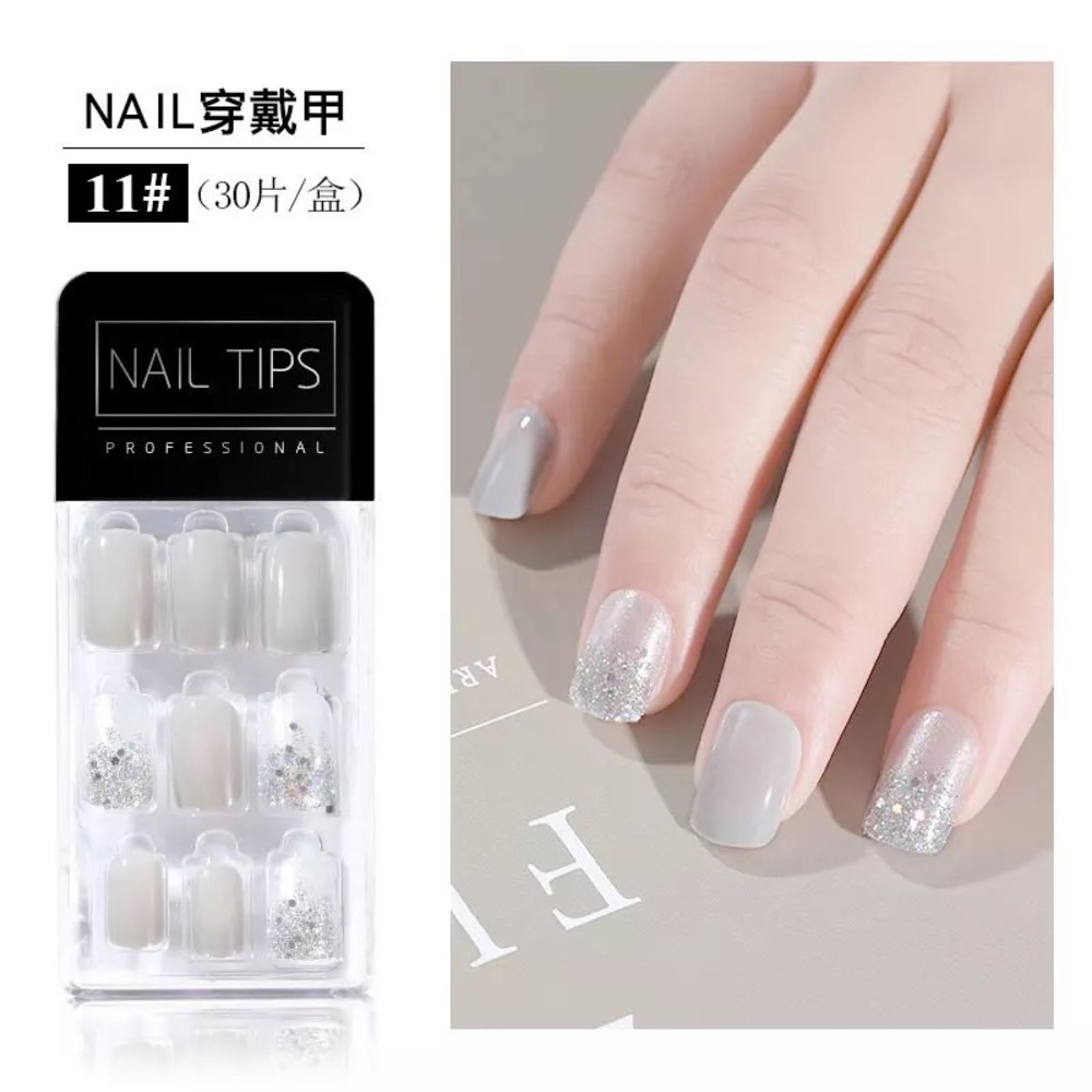 30 Piece Press on Nails-Gray